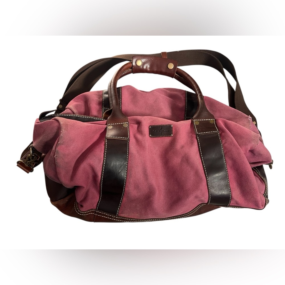 Cole Haan Men’s Large Leather Canvas Shoulder Duffle Bag